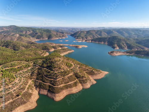 Aerial. Aero panorama dam in Monchique Odelouca. photo