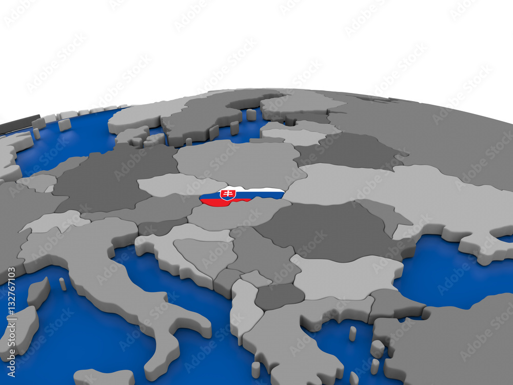 Slovakia on 3D globe