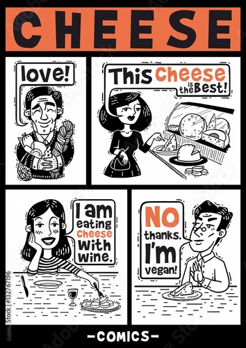 people and cheese black and white comics