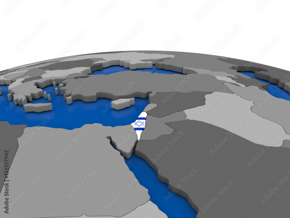 Israel on 3D globe