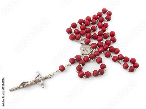 Obraz na plátně Red rosary made of rose's petals