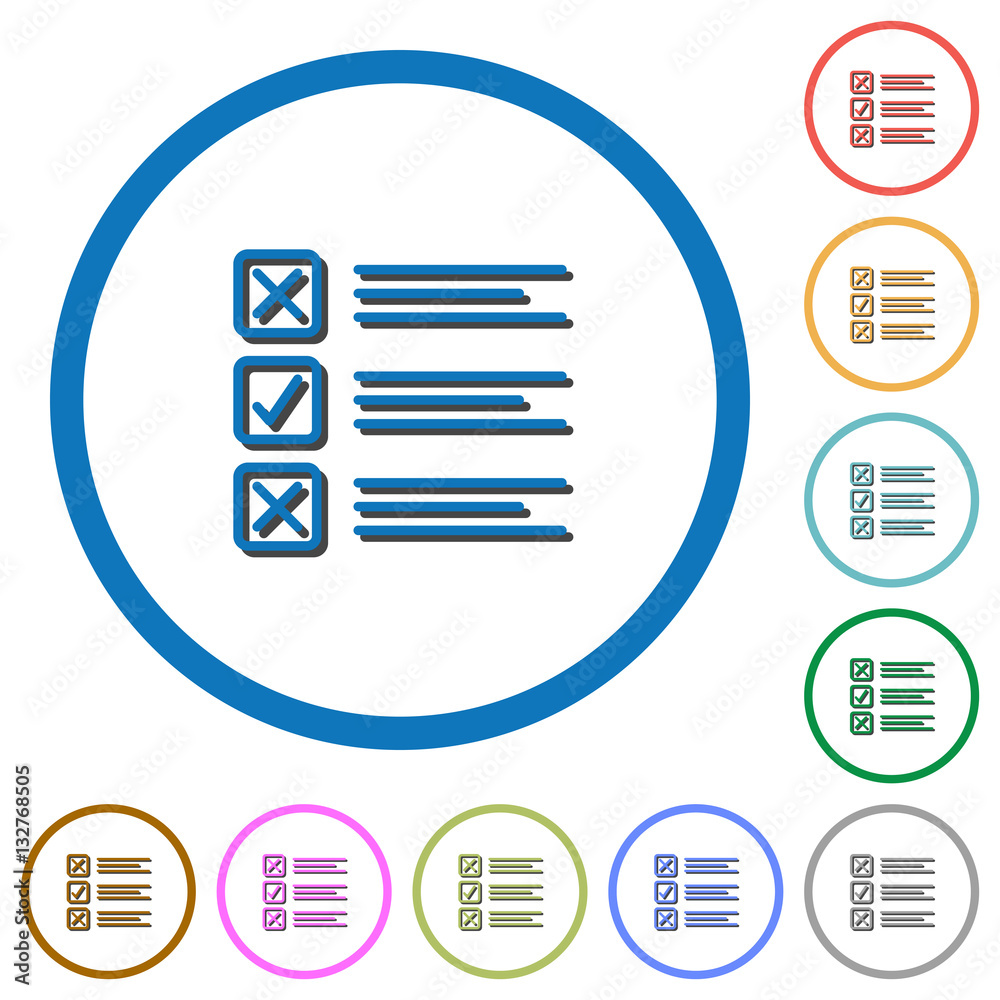 Questionnaire icons with shadows and outlines Questionnaire icons with shadows and outlines