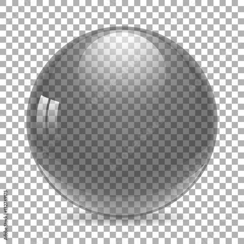 Transparent glass ball - crystal with shadow or drop of water on the background isolate, stylish vector illustration EPS10
