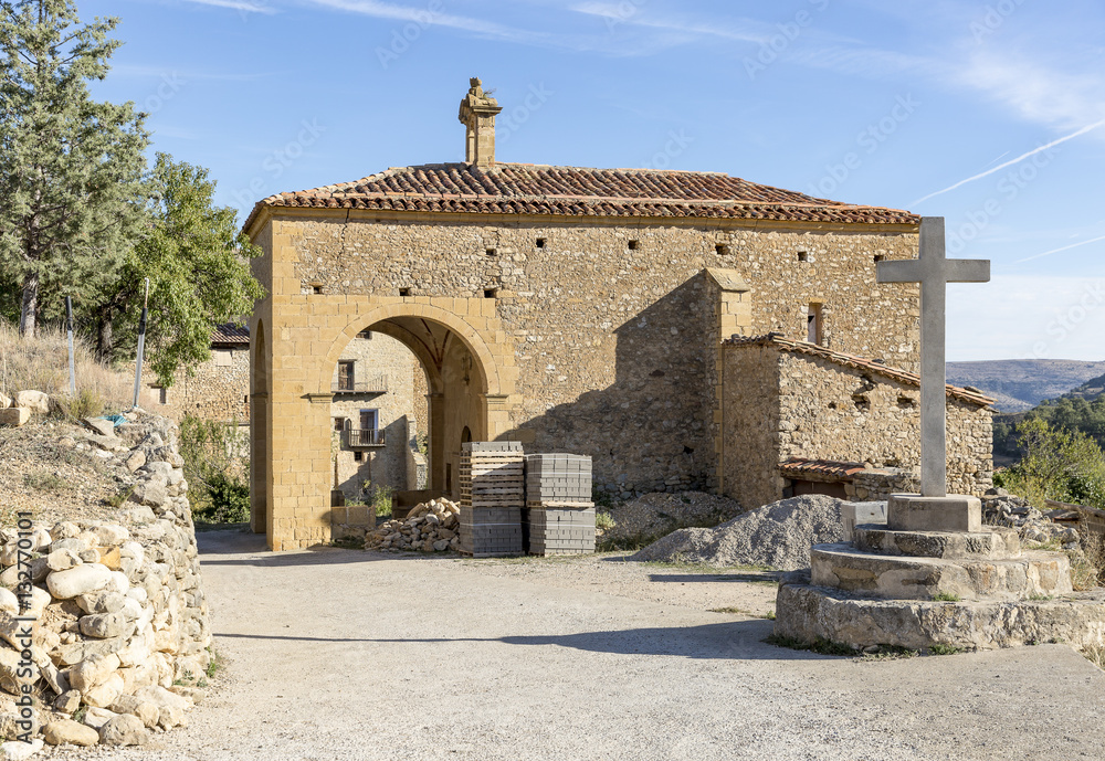 San Roque Hermitage in Mirambel town, province of Teruel, Aragon, Spain