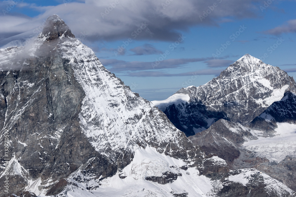 Panoramic view of mount Matterhorn, Canton of Valais, Alps, Switzerland 