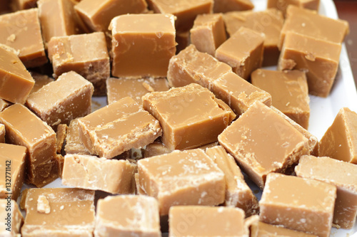 Fresh caramel fudge on the steet market