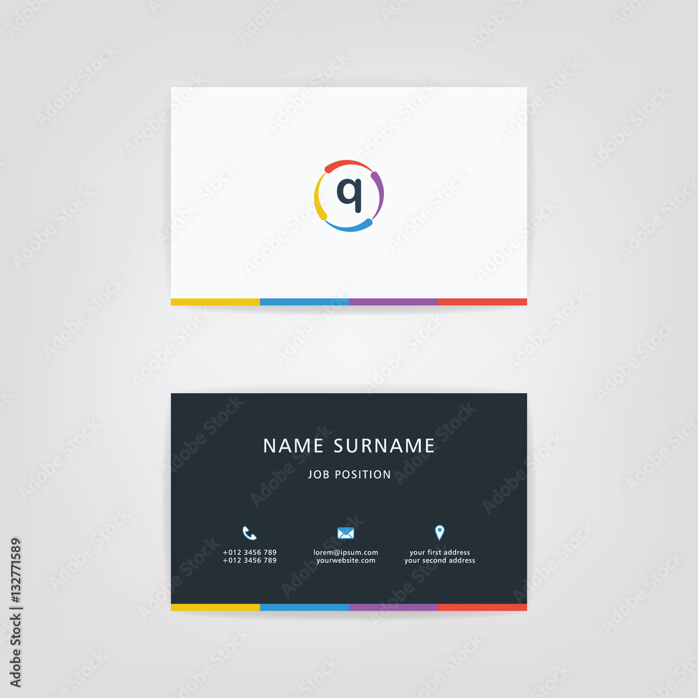 Naklejka premium Q Simple Alphabet Business Card