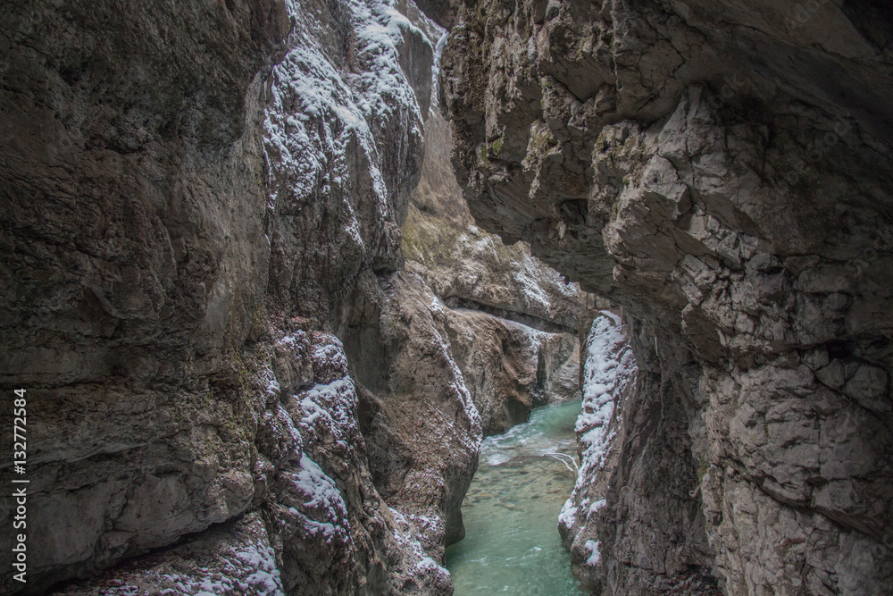 Fototapeta premium Partnach Gorge in winter time. Garmisch-Partenkirchen. Germany.