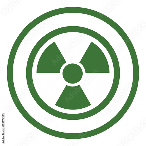 radiation radioactive sign green simple icon in circle
