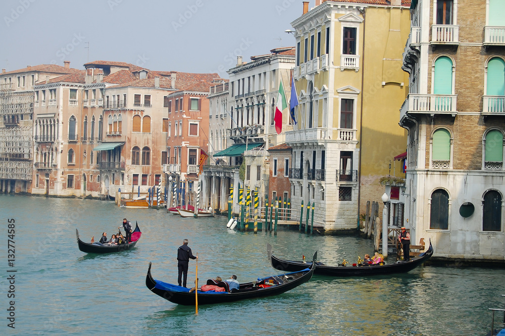 Gondolas in Grand Canal - Venice - Italy