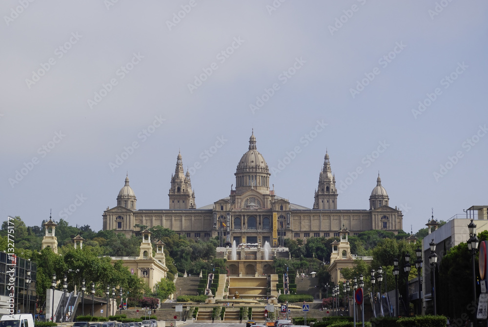 View of the National Arts Museum in Barcelona, Spain.