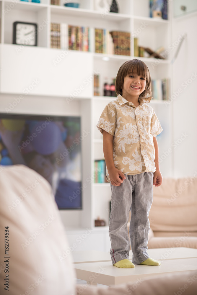 Happy children having fun and posing in new modern home Happy children having fun and posing in new modern home