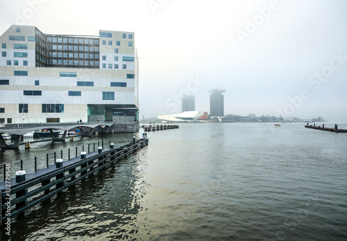 AMSTERDAM, NETHERLANDS - JANUARY 03, 2017: Palace Of Justice In Amsterdam Is A New Landmark Of Western IJ Docks. Amsterdam - Netherlands. photo