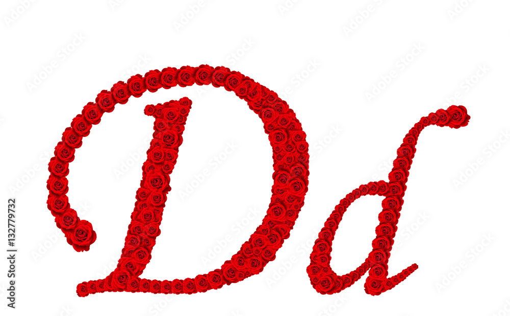 Rose alphabet - Alphabet letter D and d made from red rose bloss Rose alphabet - Alphabet letter D and d made from red rose bloss