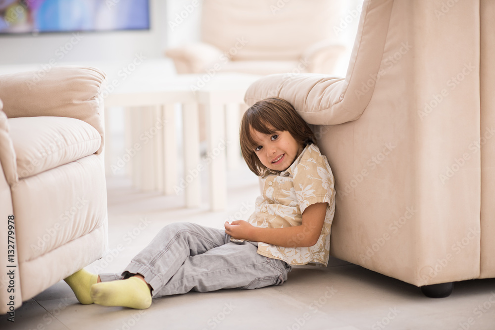 Happy children having fun and posing in new modern home Happy children having fun and posing in new modern home
