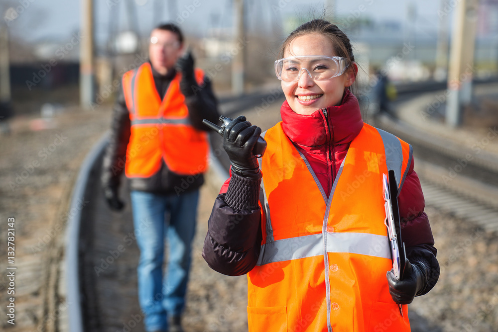 Railroad workers doing their job Railroad workers doing their job