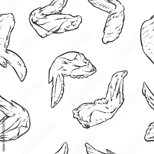 Chicken wing pattern including seamless on a white background