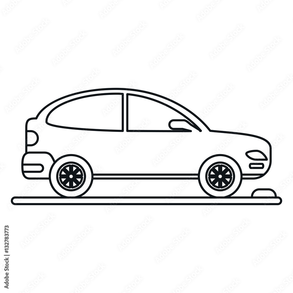 car coupe parking lot linear vector illustration eps 10