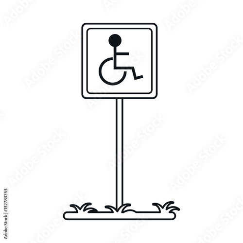 disabled person wheelchair sign road linear vector illustration eps 10