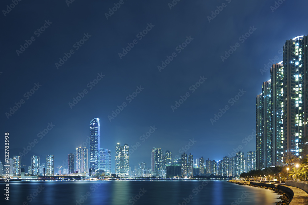 Skyline of Hong Kong city