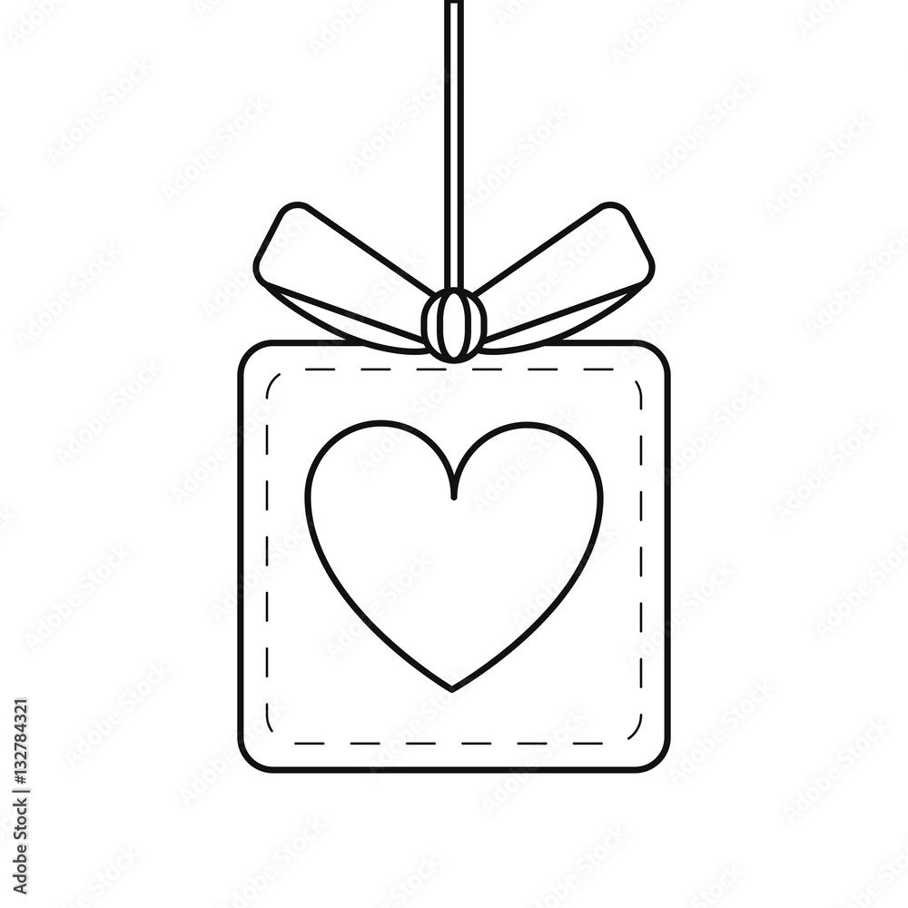 Obraz premium gift box heart love present hang line vector illustration eps 10