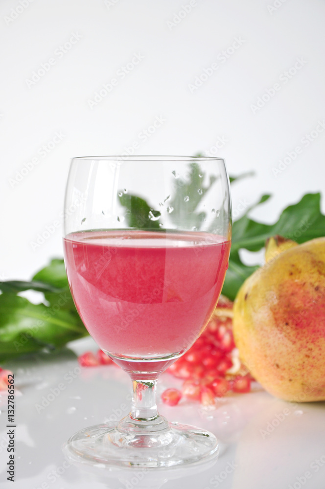 Close up a Glass of Pink Pomegranate Juice