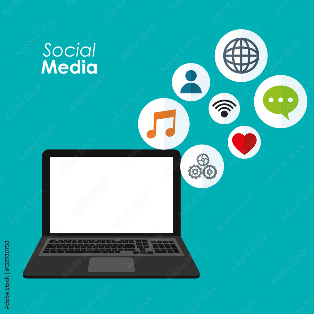 laptop social media applications digital vector illustration eps 10 laptop social media applications digital vector illustration eps 10