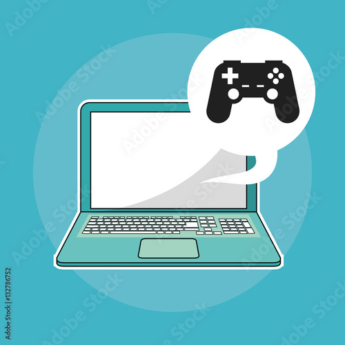 laptop control console social media blue background vector illustration eps 10