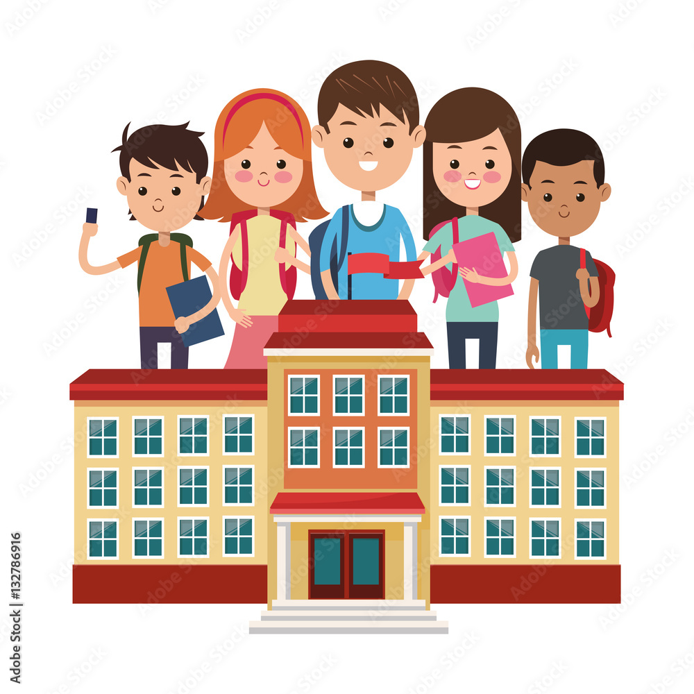 school building different students white background vector illustration eps 10 school building different students white background vector illustration eps 10