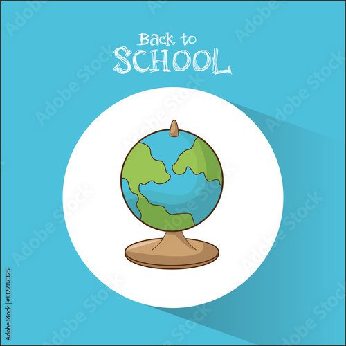 back to school globe map symbol blue background vector illustration eps 10