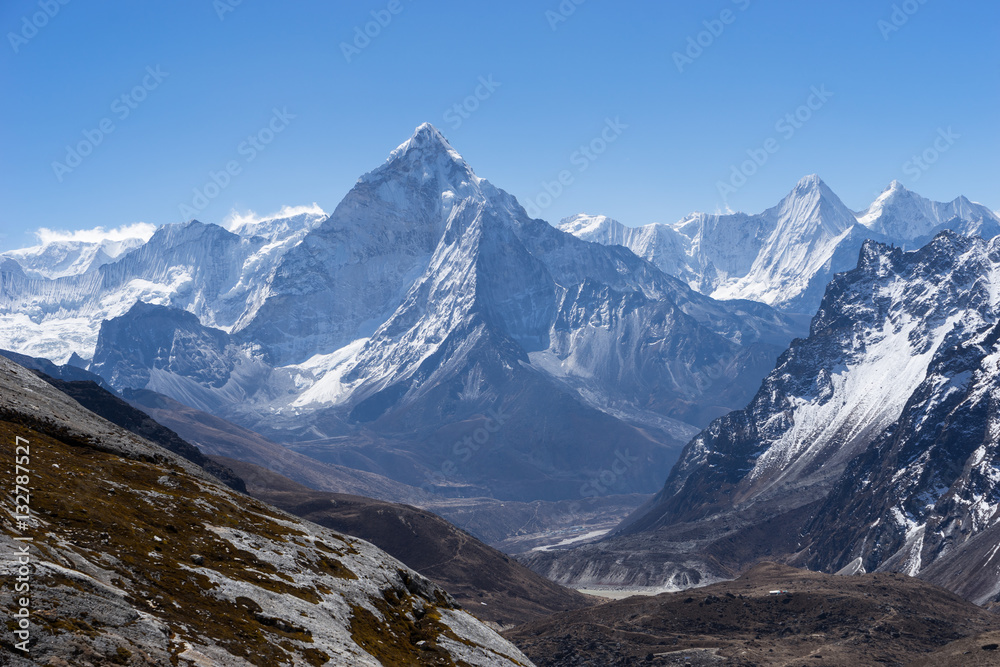 Ama Dablam mountain view from  Chola pass, Everest region, Nepal