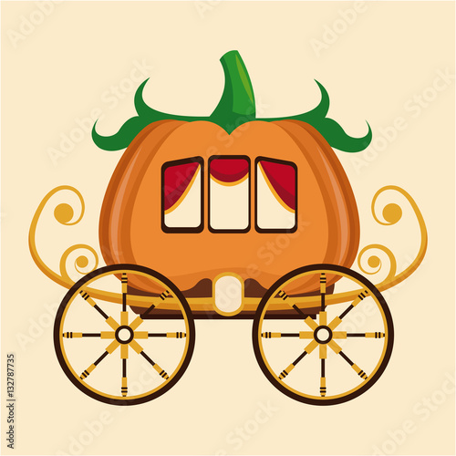 beautiful pumpkin carriage wheel gold vector illustration eps 10