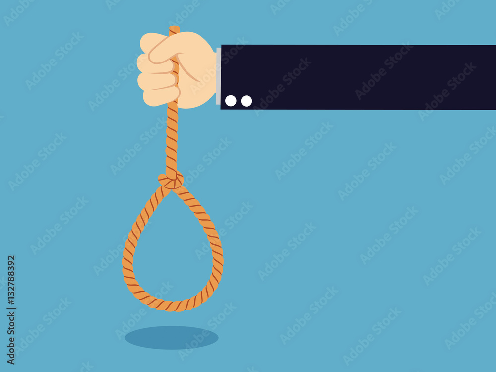 Suicide and business topic: Hand of a businessman in a black jac