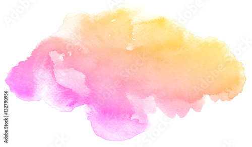 Abstract pink watercolor on white background.The color splashing on the paper.It is a hand drawn. photo