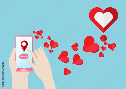 Smartphone Gps navigate find to love heart