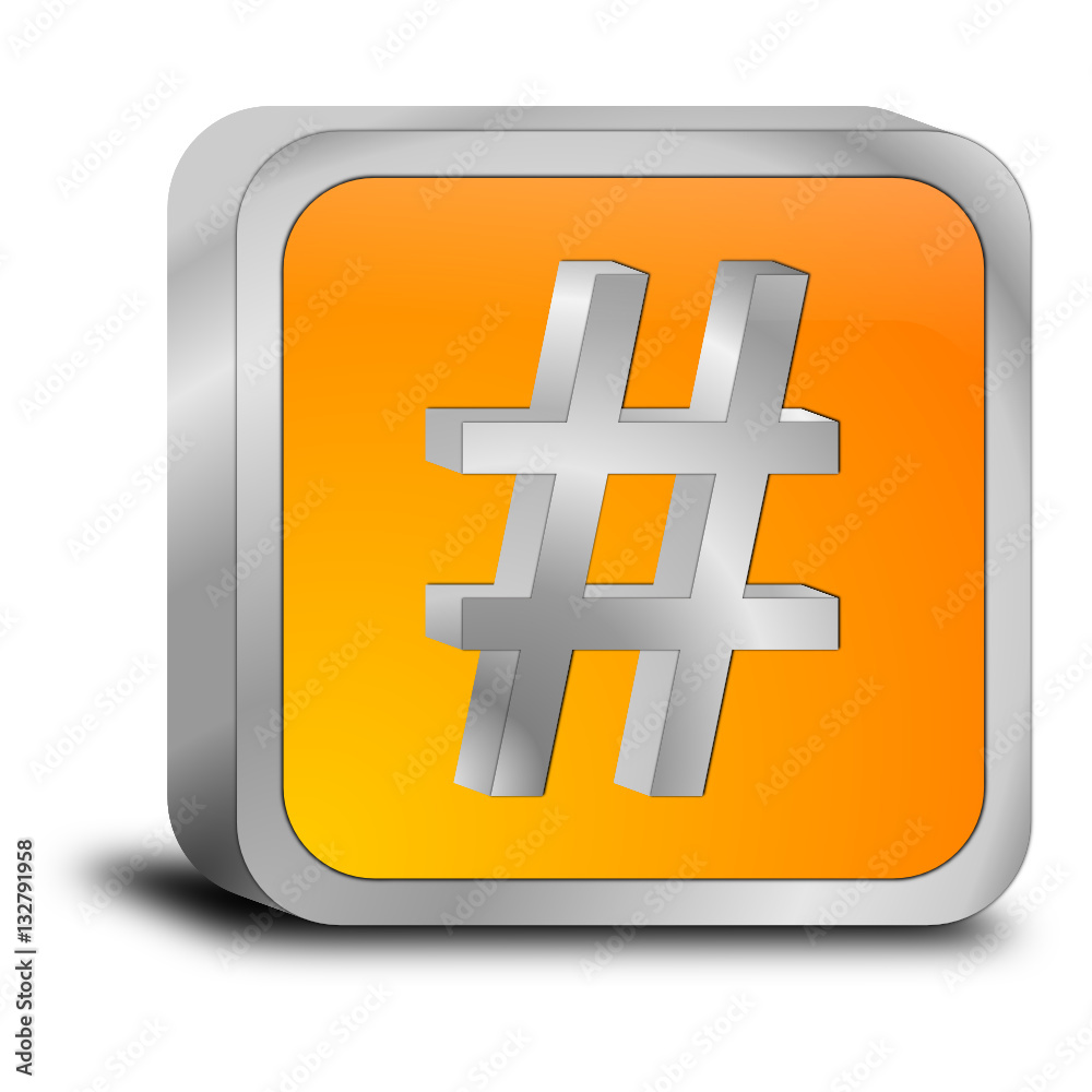 Fototapeta premium Hashtag Button - 3D illustration