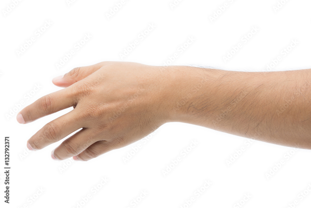 Empty man hand on white background, Check Hand