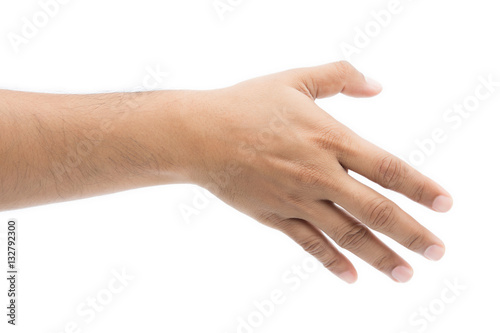 Empty man hand on white background  Check Hand