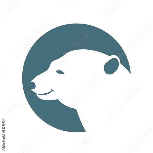 polar bear  head vector illustration style Flat