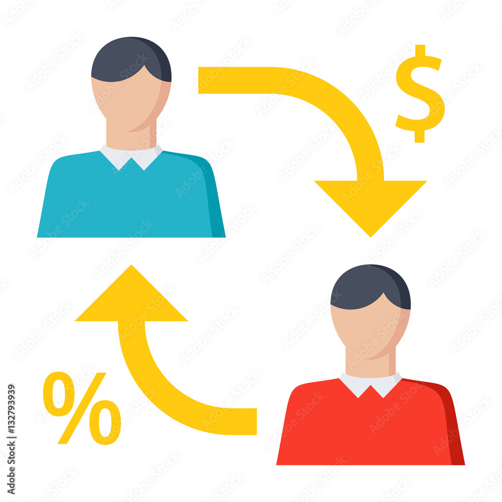 P2P lending concept with lender and borrower P2P lending concept with lender and borrower