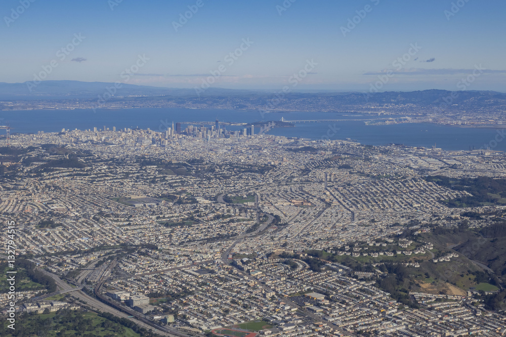 Aerial view of San Francisco downtown cityscape