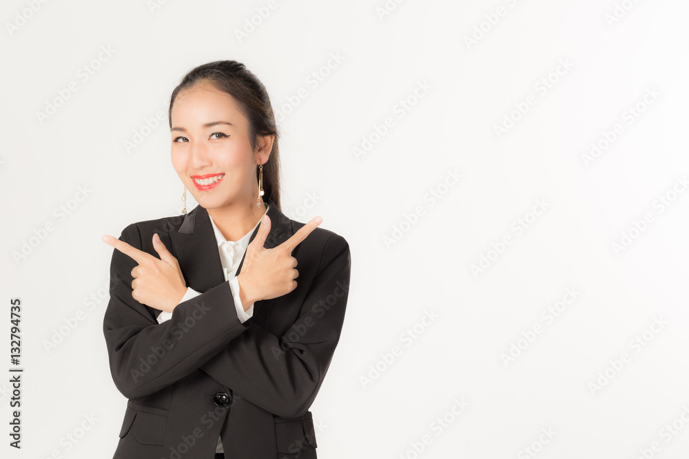 Portrait of Business women pointing something with a copy space Portrait of Business women pointing something with a copy space