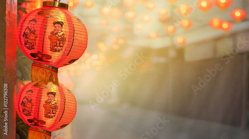 Canvas Print Chinese new year lanterns in china town.