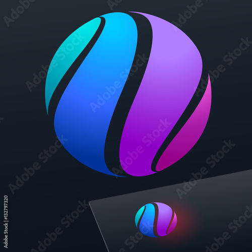 Vector colorful sign in sphere shape. Logo for Business, Technology, Corporation.