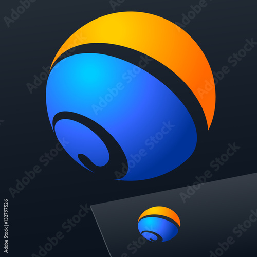 Abstract colorful vector sign on dark Background. Logo for Business, Tourism and Travel