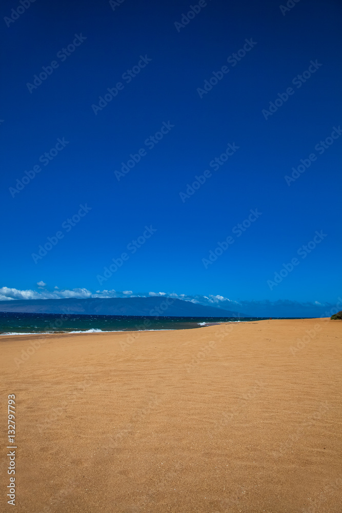 Beach, sand and sky.  Lanai, Hawaii.  Polihua Beach.