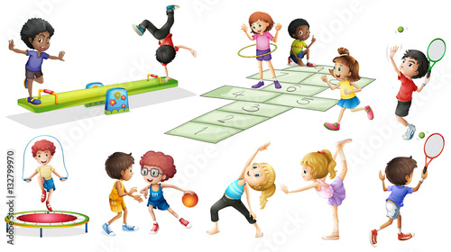 Children doing different sports and games
