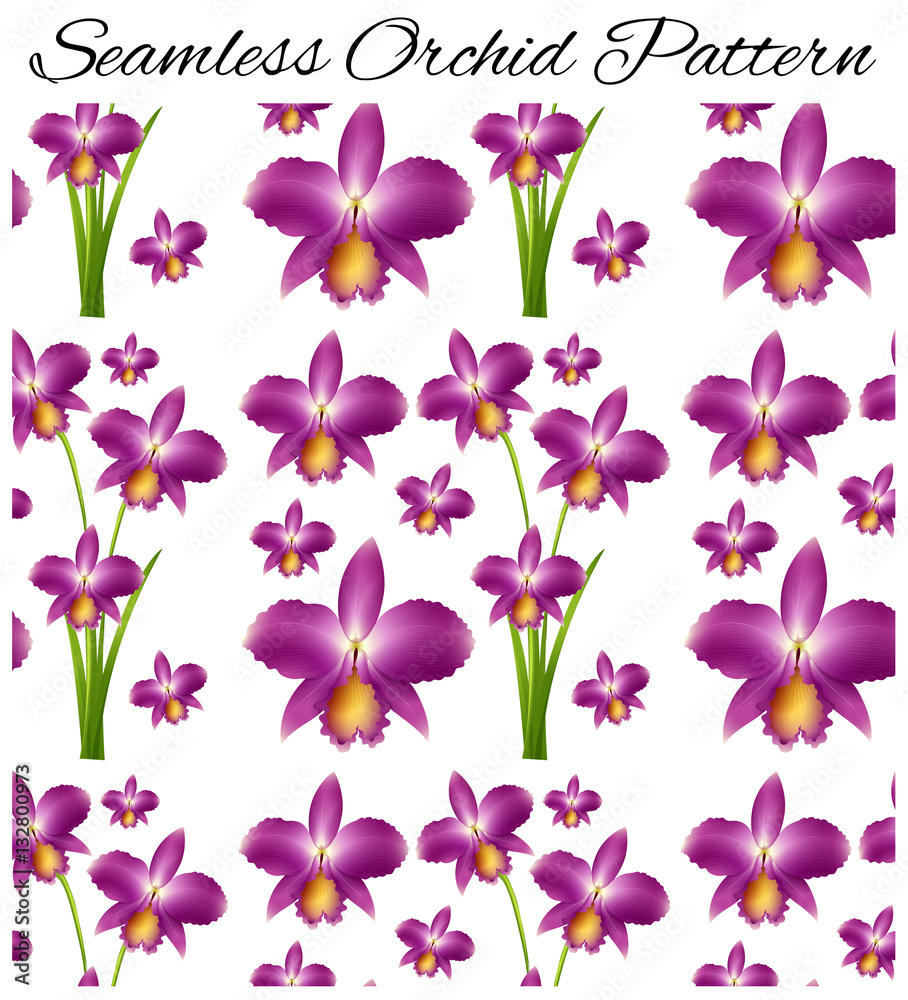 Seamless background with purple orchid