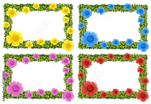 Four frame design with colorful flowers