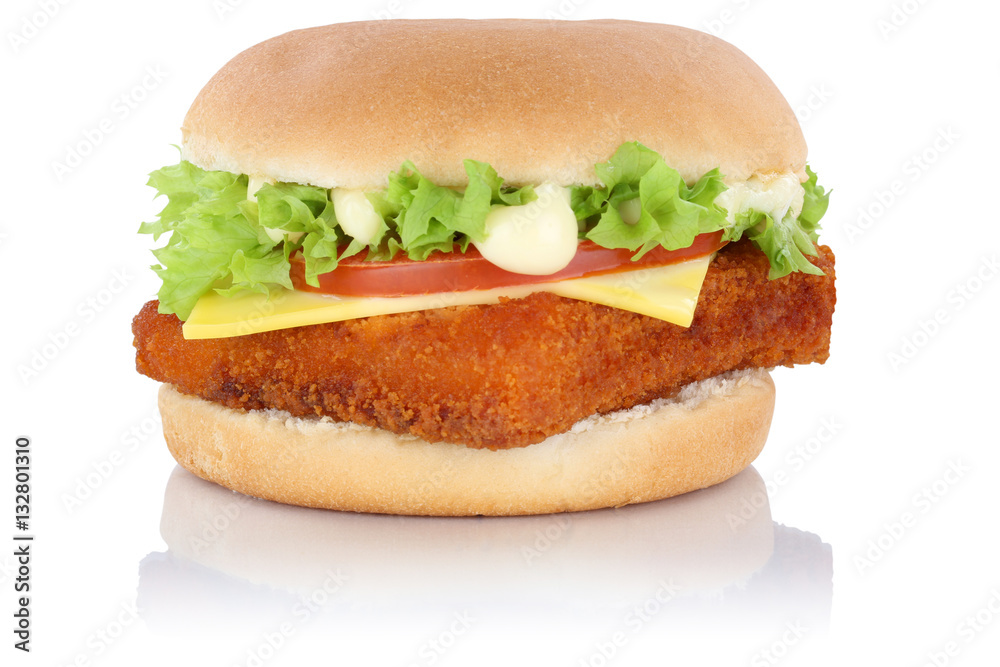 Fischburger Fisch Burger Backfisch Hamburger Käse Freisteller f Fischburger Fisch Burger Backfisch Hamburger Käse Freisteller f